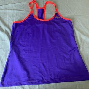 Adidas tech fit blue orange racerback size xl